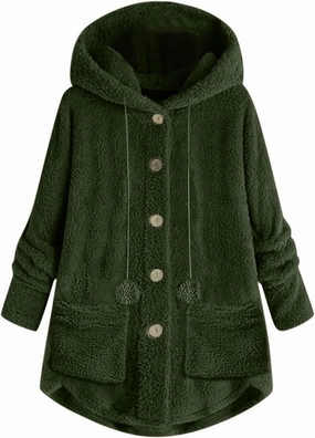 Womens Sherpa Jackets Dressy Casual Loose Soft Button Down Fleece Pullover Tops Oversized Hooded Loungewear