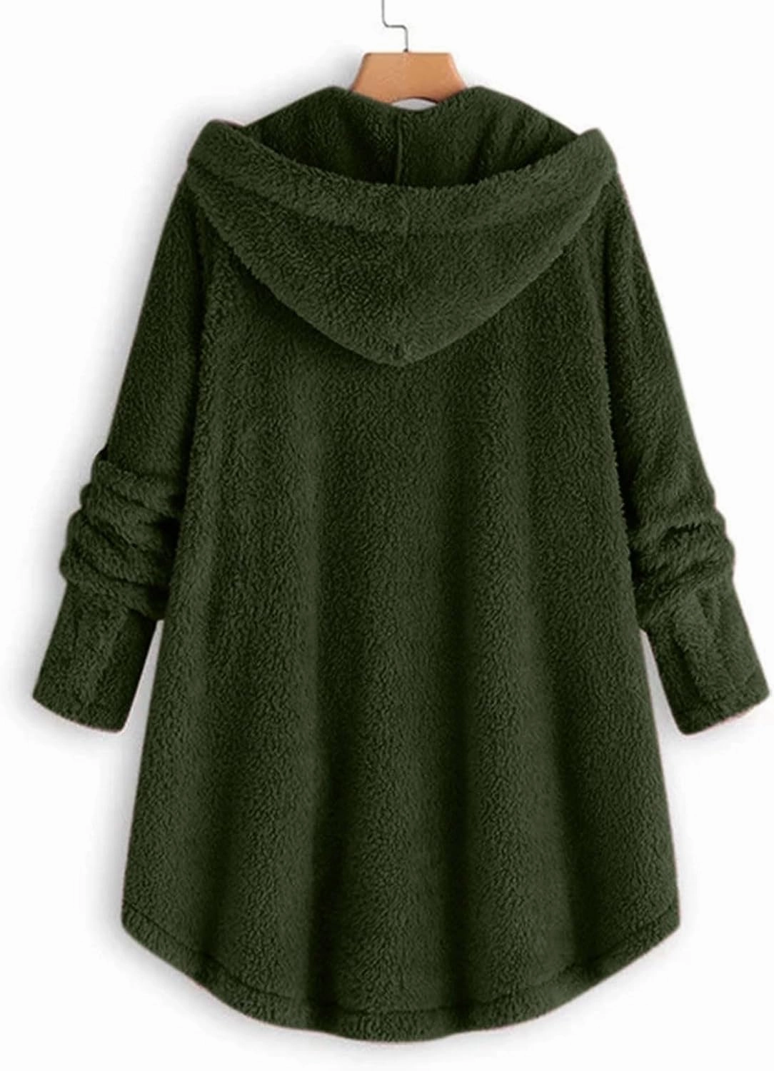 Womens Sherpa Jackets Dressy Casual Loose Soft Button Down Fleece Pullover Tops Oversized Hooded Loungewear