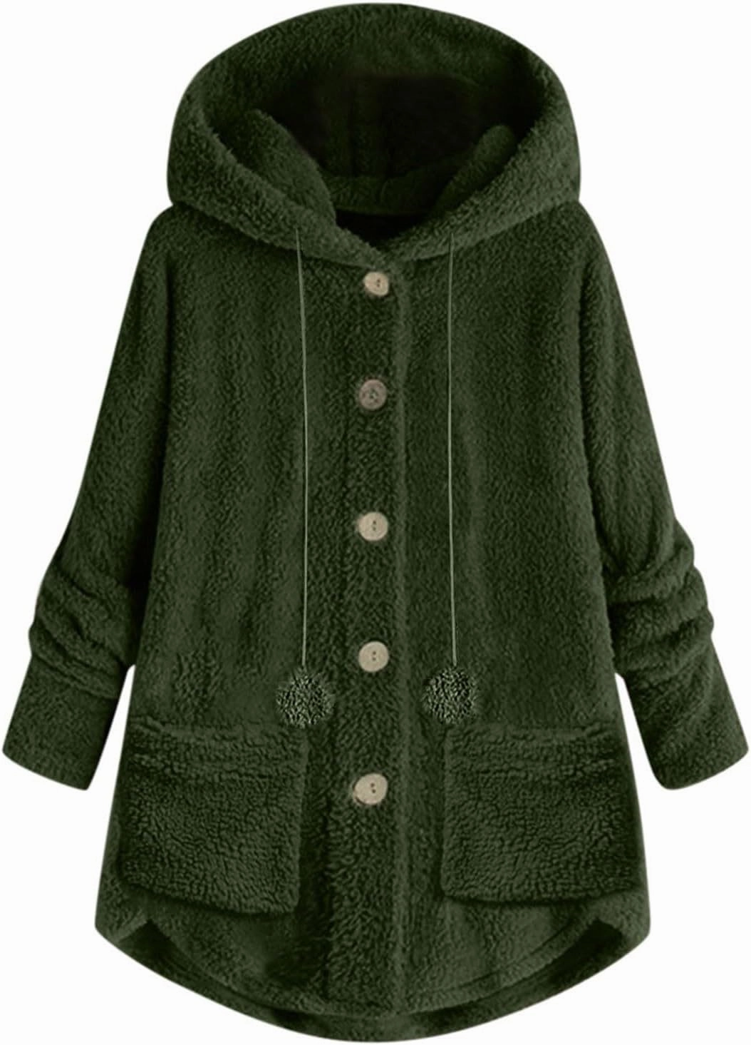 Womens Sherpa Jackets Dressy Casual Loose Soft Button Down Fleece Pullover Tops Oversized Hooded Loungewear