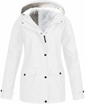 Womens Sherpa Lined Anoraks Jackets Waterproof Lightweight Warm Windbreaker Casual Outdoor Hiking Travel Trench Coats