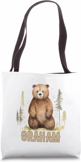 Woodland Bear Forest Animals Personalized GRAHAM Tote Bag