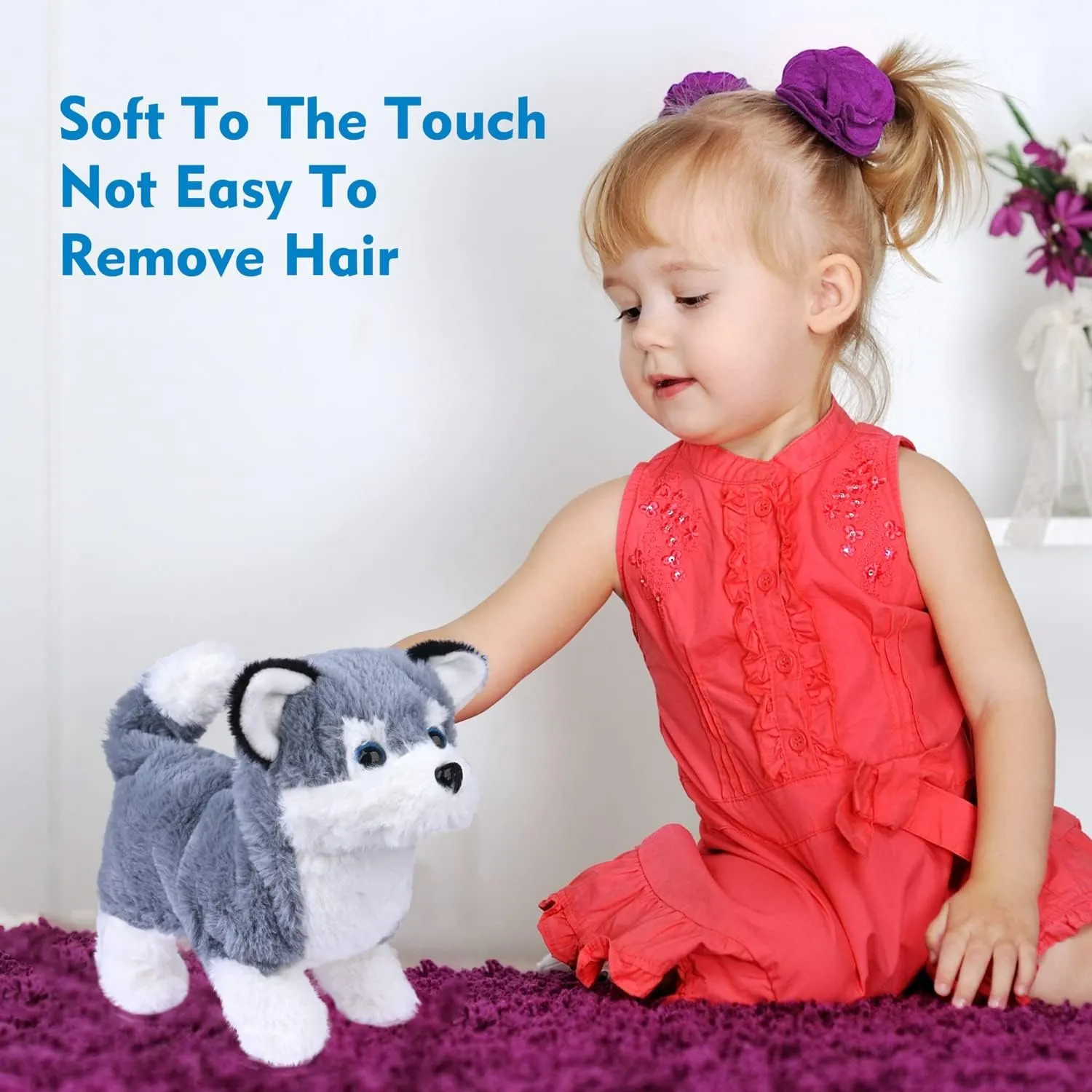 WorWoder Plush Alaska Toy Puppy Electronic Interactive Pet Dog - Walking, Barking, Tail Wagging, Stretching Companion Animal for Kids (Alaska Dog)