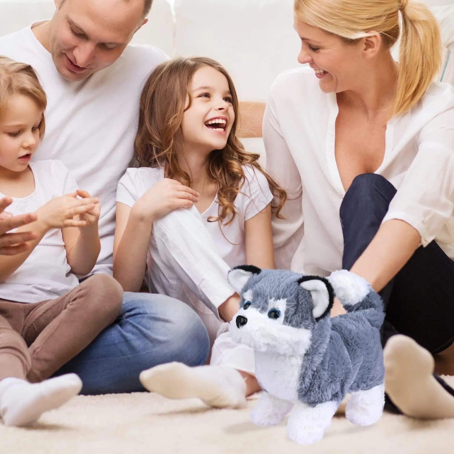 WorWoder Plush Alaska Toy Puppy Electronic Interactive Pet Dog - Walking, Barking, Tail Wagging, Stretching Companion Animal for Kids (Alaska Dog)