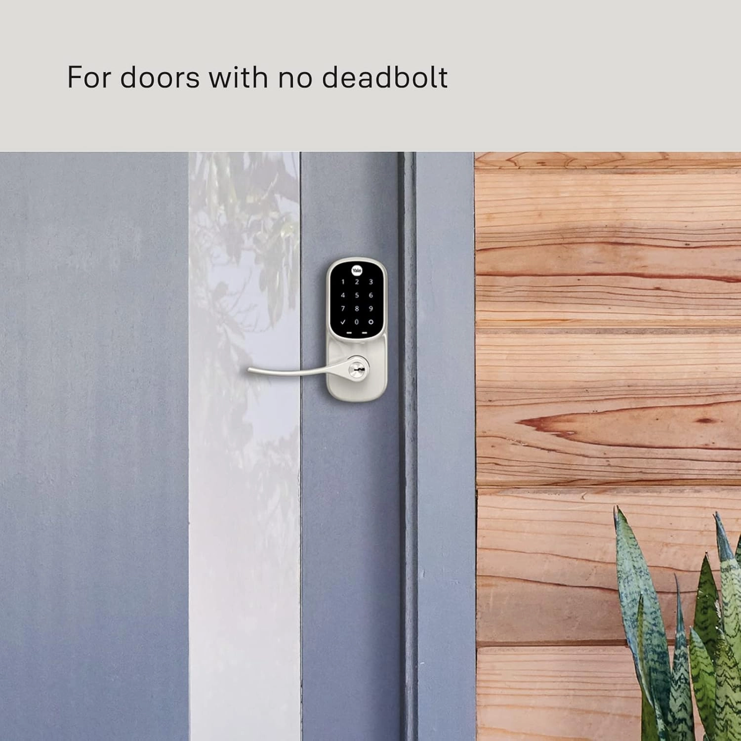 Yale Satin Nickel Assure Lock Entry Door Handle with Wi-Fi Connected Keypad, Smart Door Lock with Handle and Back-Up Key for Single Hole Entry Door, ‎YRL216-WF1-619