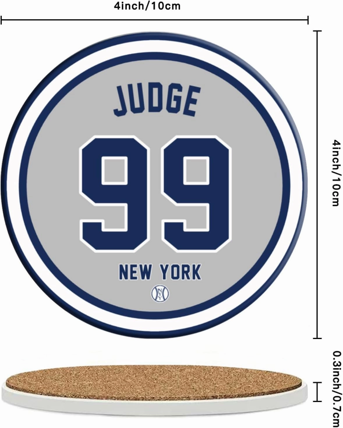 Yankee Coasters for Drinks, New York Baseball Ceramic Coasters Set of 6, Yankee Gift for Man Home Decor