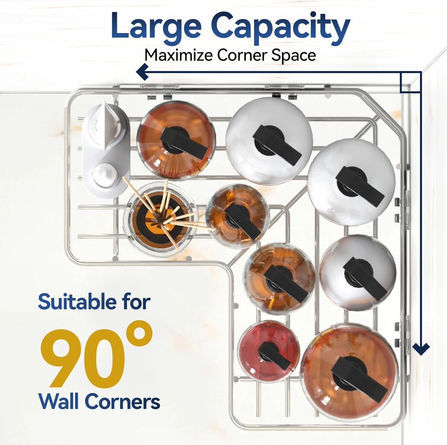 YASONIC Corner Shower Caddy Organizer, 5-Pack Self-Adhesive Rustproof Bath Shelves with Soap Holder & 4 Hooks, Large Capacity Shower Storage Rack for Bathroom Organization, Silver