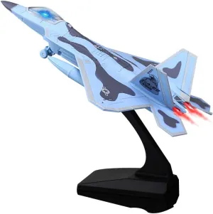 YEIBOBO ! F-22 Fighter - 1/100 Diecast Airplane Model Pull Back Fighter Toy (Blue)