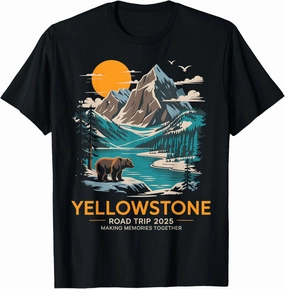 Yellowstone Road Trip 2025 Family National Park Outdoor T-Shirt