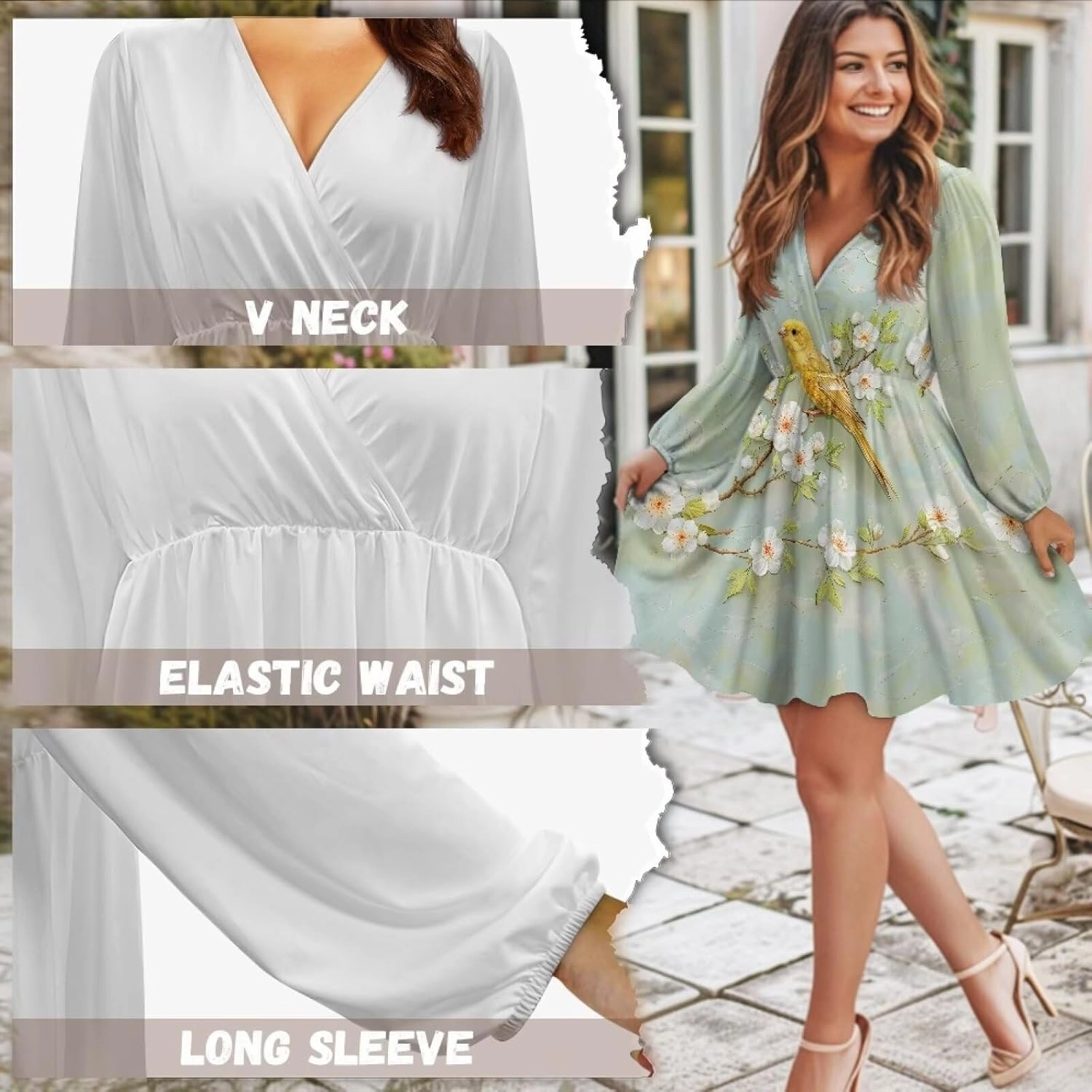 YEXIATODO Midi Dresses for Women 2024 Tunic Dress Empire Waist Maxi Dress Office Dresses for Women Classy Dress,S-2XL