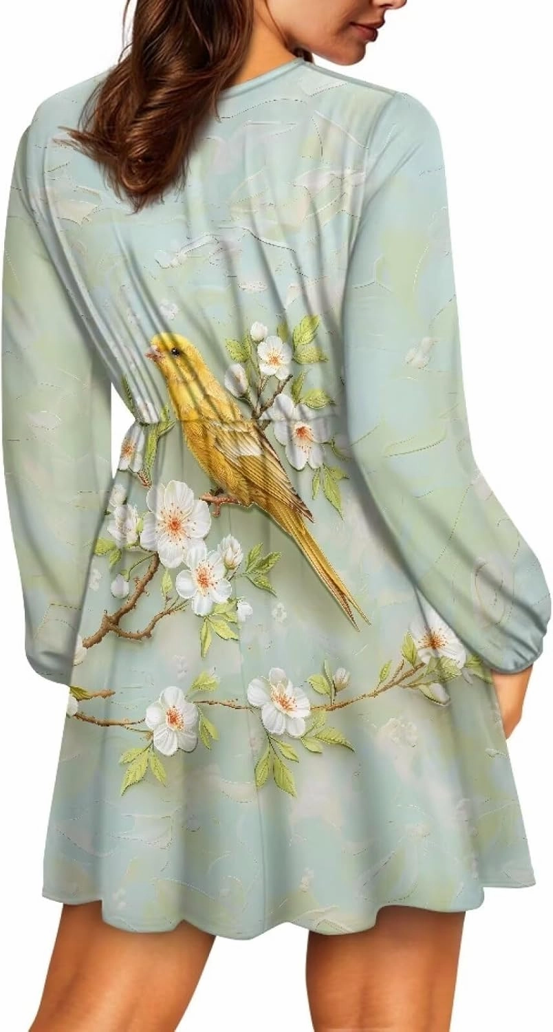 YEXIATODO Midi Dresses for Women 2024 Tunic Dress Empire Waist Maxi Dress Office Dresses for Women Classy Dress,S-2XL