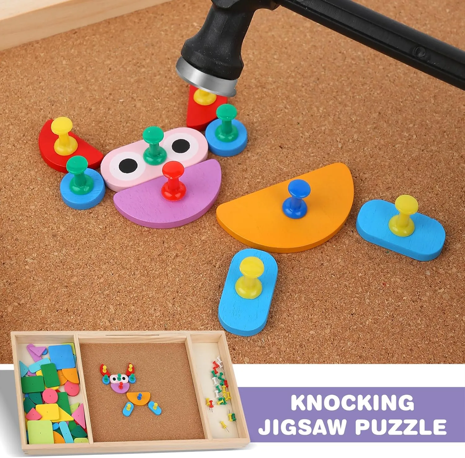 YHZAN Kids Wooden Building Blocks Set, Hammer and Nails Game Children Toys for Toddlers and Preschoolers, Build a House, Castle, Car, Boat (Modern, Large Size)