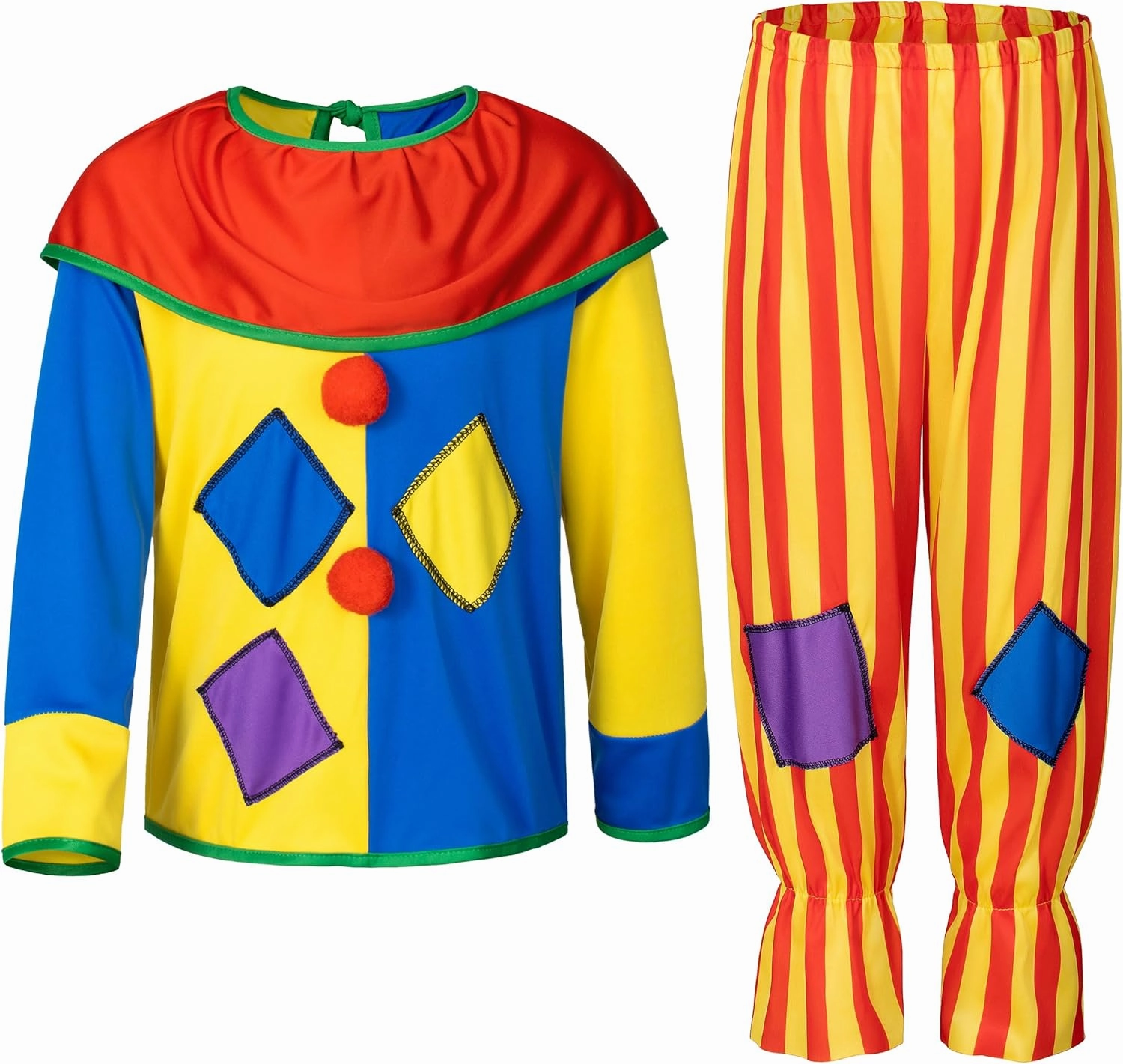 Yoroka 5Pcs Kids clown costume set Circus costume Boys and Girls Cosplay Costumes Quick Dress up for Clown