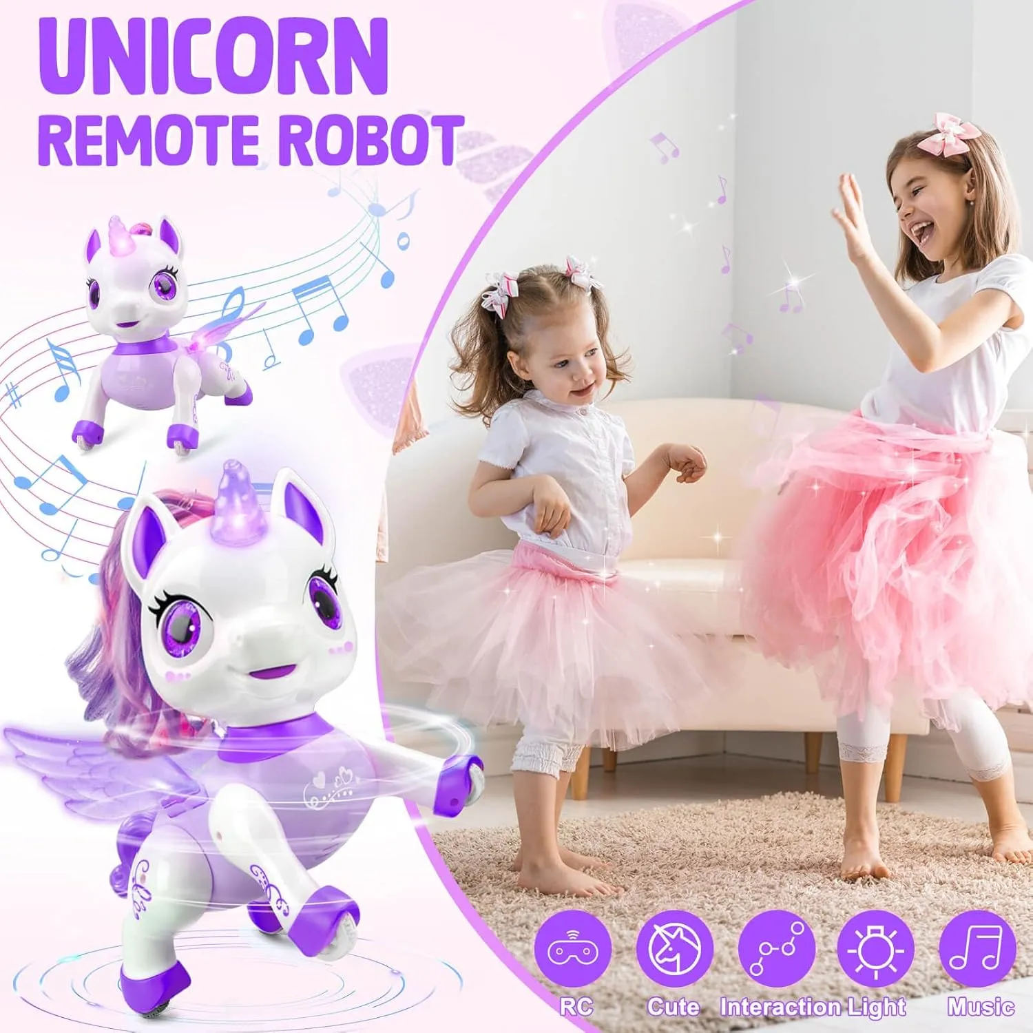 YOTOY Remote Control Unicorn Robot Toys for Kids Age 3 4 5 6 7 8 Years Old: Robot Pets for Kids, Robot Unicorns for Girls 4-6, Birthday Present for 3 4 5 6 Year Old Girl