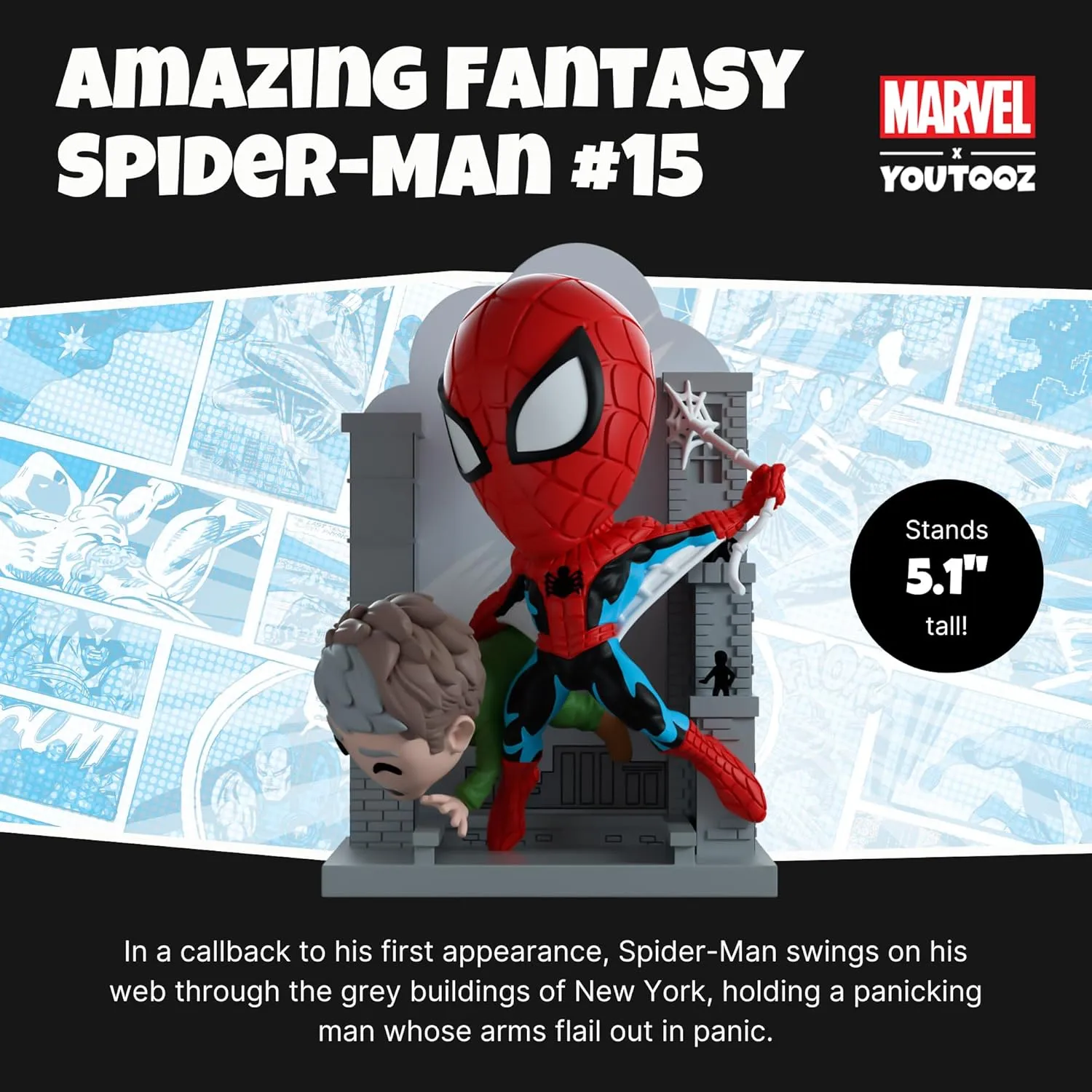 Youtooz Marvel Collection Spider-Man #15 5.1 inch Vinyl Figure, Collectible Spiderman Amazing Fantasy 15 Action Figure