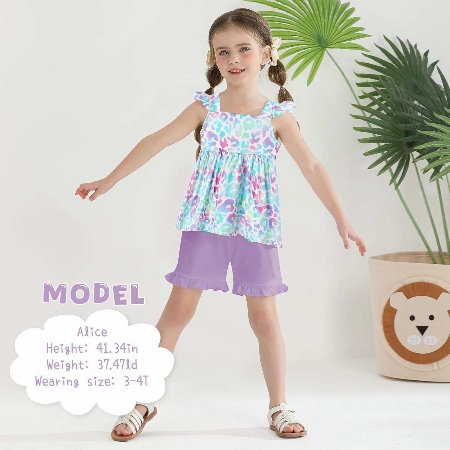 YUEMION Toddler Girl Clothes, 2Pcs Baby Girl Summer Outfits Ruffle Sleeveless Shirts Floral Tops   Shorts Clothing Set 1-5T