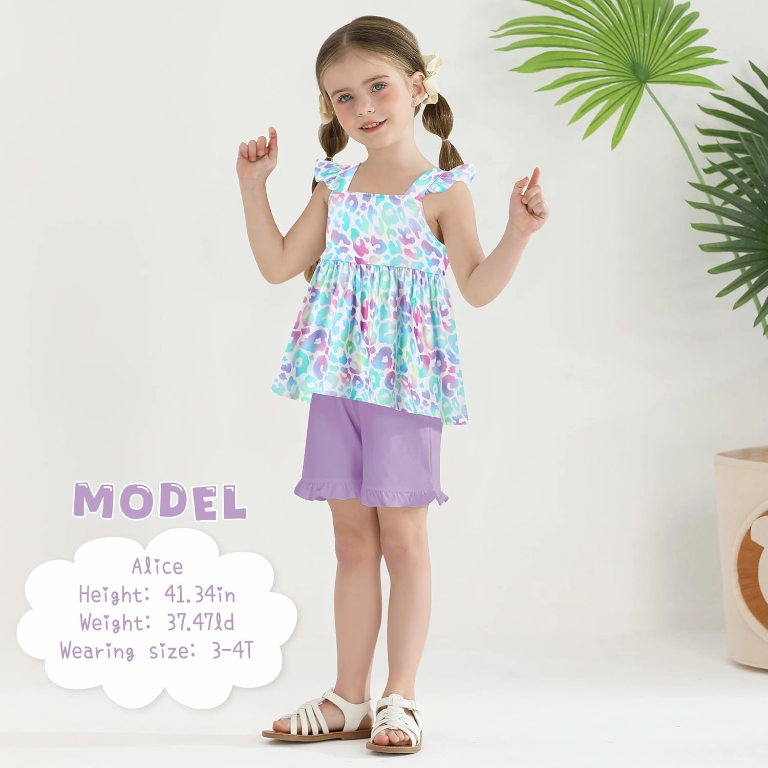 YUEMION Toddler Girl Clothes, 2Pcs Baby Girl Summer Outfits Ruffle Sleeveless Shirts Floral Tops   Shorts Clothing Set 1-5T
