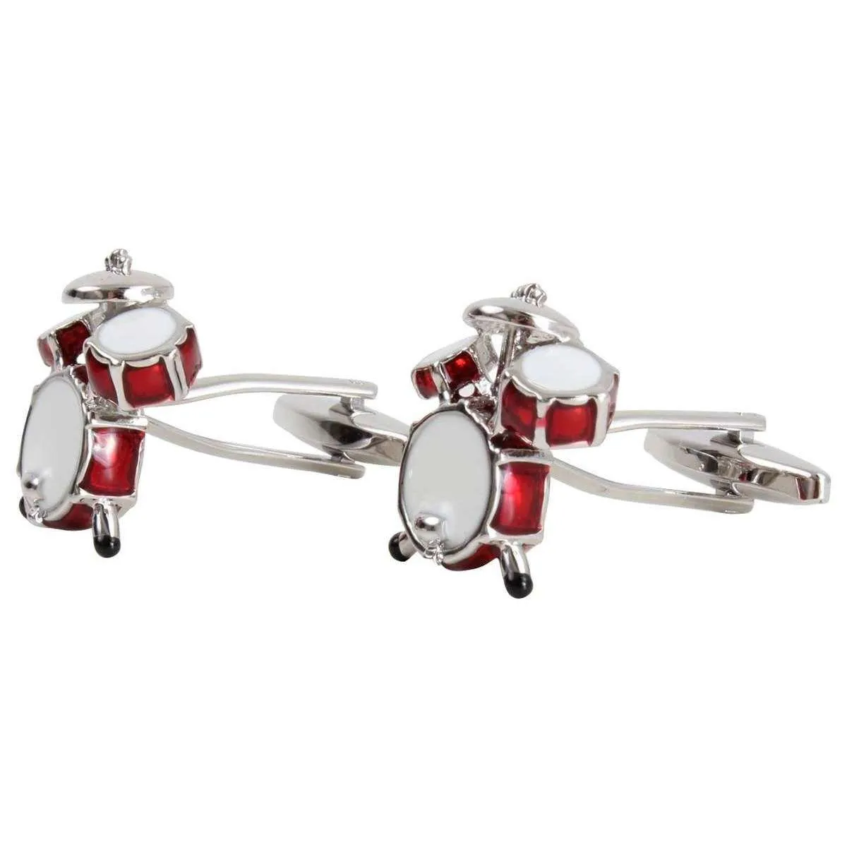 Zennor Drum Cufflinks - Red/Silver
