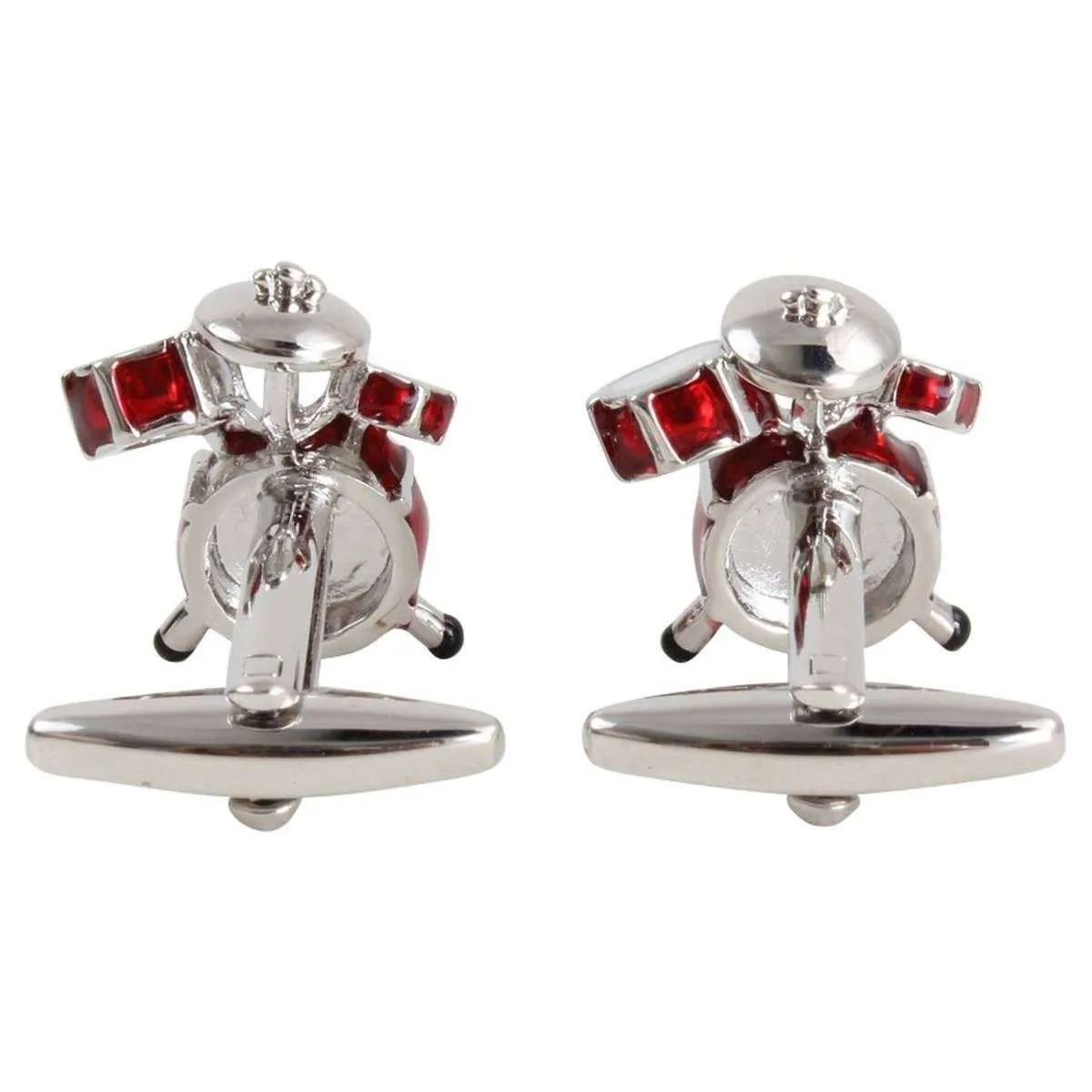 Zennor Drum Cufflinks - Red/Silver