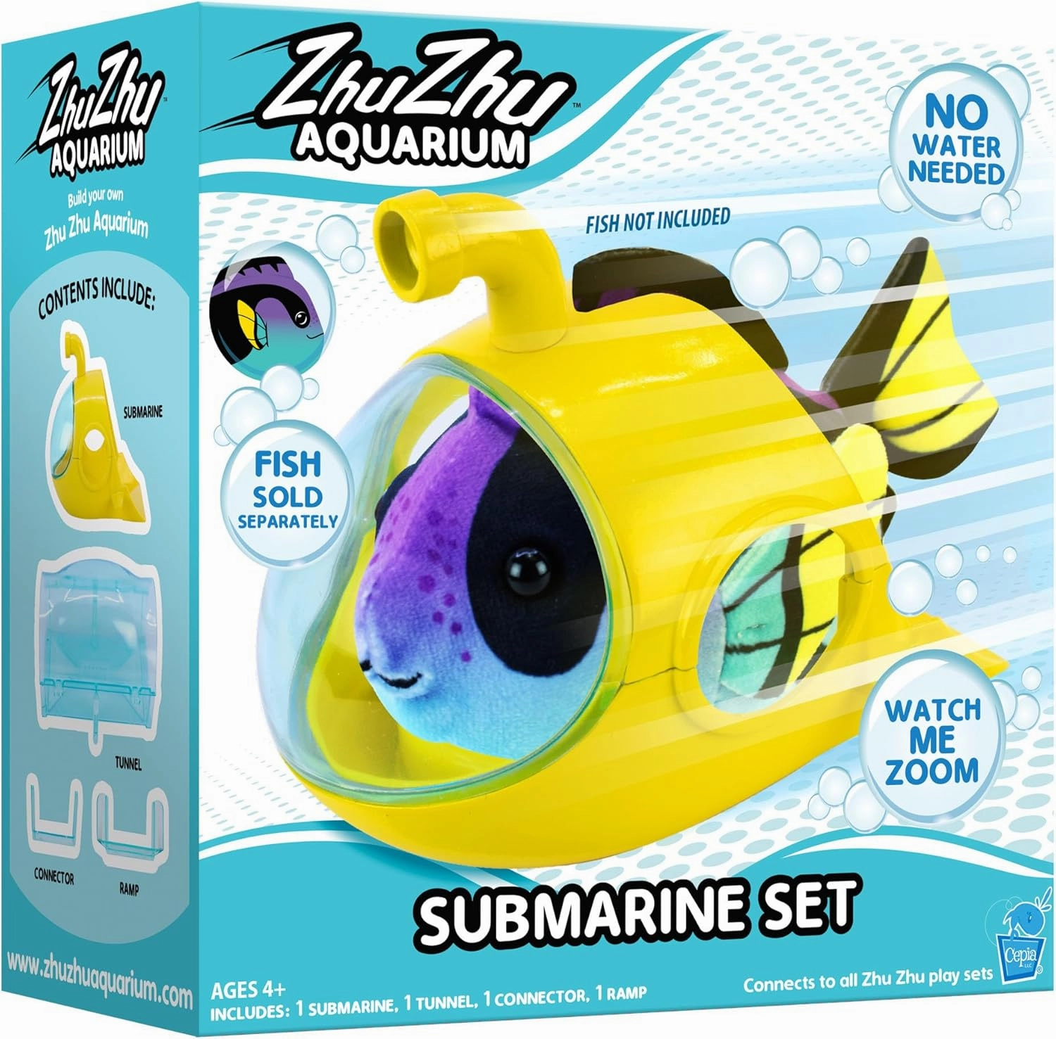 Zhu Zhu Pets | Zhu Zhu Aquarium Submarine Playset (Fish Sold Separately) | Electronic Pets | Ages 4 , Blue