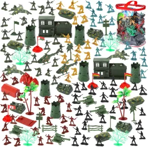 Zomiboo 348 Pieces Army Men Toys Boys Army Men Military Set Army Action Figures Play Set Includes Soldiers, Tanks, Armored Vehicles, Planes, Fences, Flags, Cannons, Tents, Boys